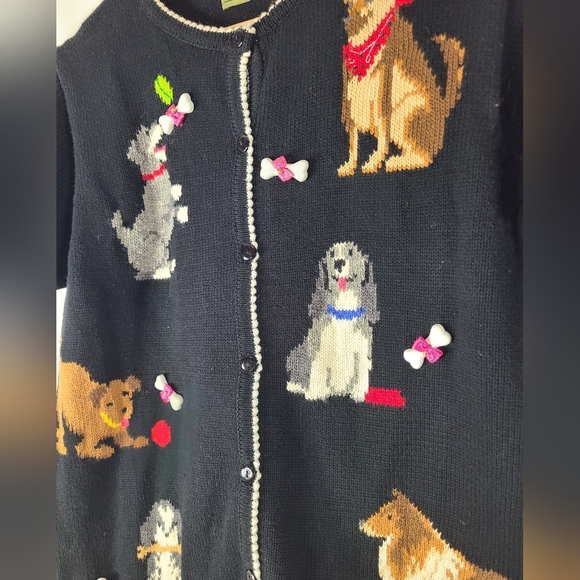 Vintage knit dog button up shirt- Size small womens - Picture 3 of 6